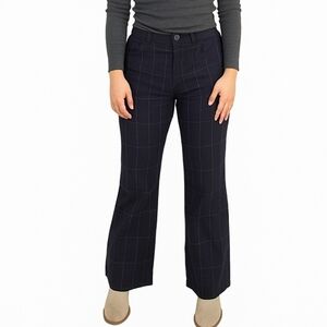 Haband Women's Grey Plaid Flared Cotton Pants Size 24 NWT
